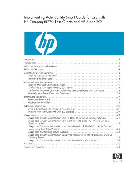 Implementing ActivIdentity Smart Cards for Use with HP 